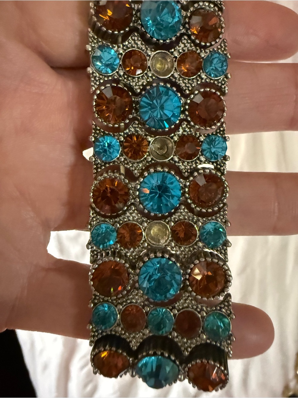 Vintage Turquoise and Amber Multi-Stone Bracelet - Women Jewelry